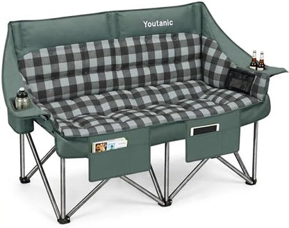 Youtanic 60" Extra Double Camping Chair for Adults, 700lbs Padded Loveseat