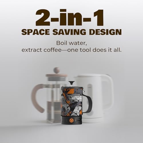 Portable Camping Coffee Maker, Electric French Press, Travel Kettle, 120V