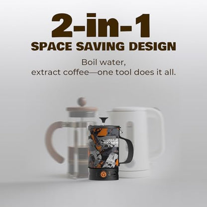 Portable Camping Coffee Maker, Electric French Press, Travel Kettle, 120V