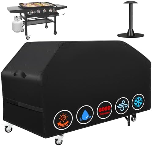 iCOVER 36 inch Griddle Cover for Blackstone, 600D Heavy Duty Waterproof Canvas Flat Top Gas Grill Covers for 36" Grills 1554 1825 for Weber 36” Griddles Camp Chef 600 with Support Pole