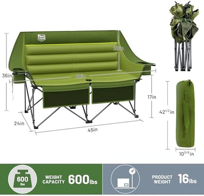 Timber Ridge Double Camping Chair Heavy Duty Outdoor Folding Camp Couch