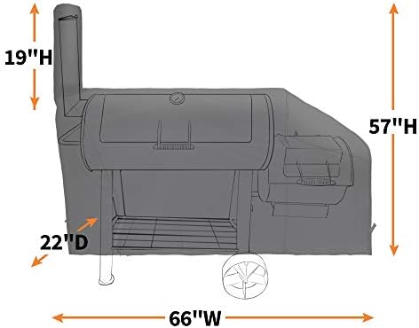 i COVER 66 Inch Offset Smoker Cover, 600D Pellet Grill Cover, Heavy Duty BBQ Smoker Cover, Waterproof Patio Outdoor Canvas Barbecue Cover for Landmann Brinkmann Charbroil Chargriller