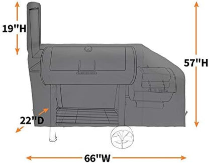 i COVER 66 Inch Offset Smoker Cover, 600D Pellet Grill Cover, Heavy Duty BBQ Smoker Cover, Waterproof Patio Outdoor Canvas Barbecue Cover for Landmann Brinkmann Charbroil Chargriller