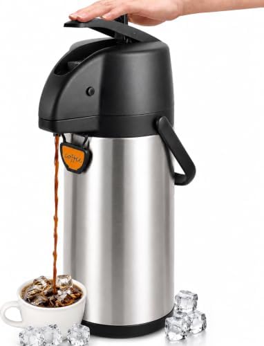 TOMAKEIT Airpot Coffee Dispenser Thermal with Pump,3L/102 Oz Insulated Stainless Steel Large Airpot Coffee Carafe Lever Action for Hot/Cold Water,Thermal Carafe for Hot Cocoa for Parties