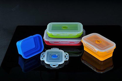Sailing Elegant Collapsible Silicone Lunch Box/Container, Super Convenient Stackable Food Storage Containers, Material Safe (Set of 4, Multi)
