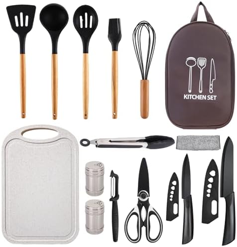 Silicone Camping Cooking Set Car Camping Essentials Cooking Kitchen Set, RV Camping Cookware Must Haves Gifts Camping Cooking Essentials, Camp Cooking Set for Travel Hiking Picnic
