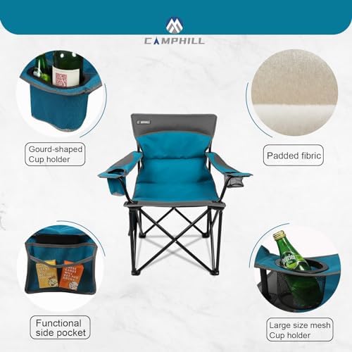 Oversized Portable Camping Chairs, Collapsible Outdoor Chairs with Pocket and Cup Holders, Carry Bag for Camping,Tailgates,Beach,and Sports
