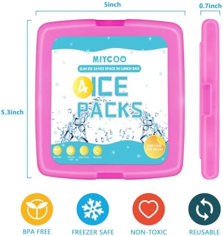 MIYCOO Ice Packs for Lunch Boxes & Coolers Long Lasting, Reusable