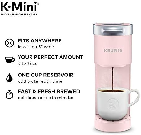 Keurig K-Mini Single Serve K-Cup Pod Coffee Maker, 6 to 12oz Brew size, with Cord Storage, Perfect for Small Spaces, Dusty Rose