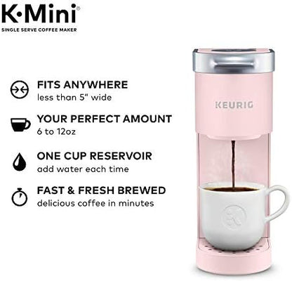 Keurig K-Mini Single Serve K-Cup Pod Coffee Maker, 6 to 12oz Brew size, with Cord Storage, Perfect for Small Spaces, Dusty Rose