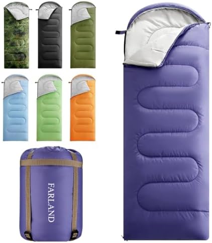 FARLAND Sleeping Bag for Adults, Teens and Kids - 3 Season Camping Gear