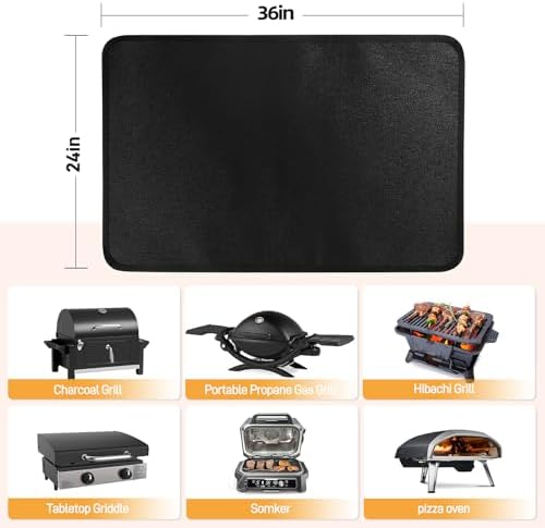 Heat Resistant Mats for Countertop fits Tabletop Grill, 36x24x0.02in, Black