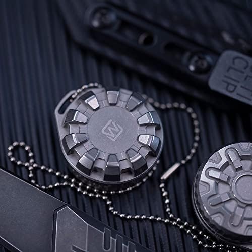 Titanium Waterproof Pill Case Travel Pill Organizer Bottle EDC Capsule Container Portable Pocket Metal Box with Chain for Camping, Hiking, Fishing Mecha Style, Stone Washed