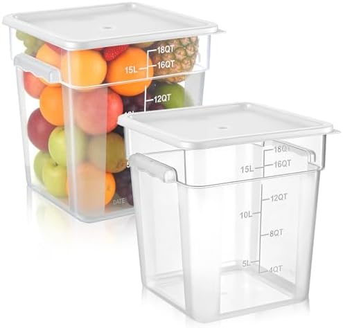 FoldTier 2 Pcs Square Food Storage Containers, White, 18 Qt
