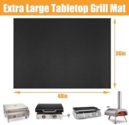 Heat Resistant Mats for Countertop fits Tabletop Grill, 48x36x0.04in, Black