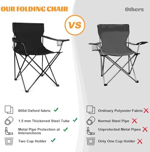 HaSteeL Camping Chairs, 4Pcs Oversized Folding Lawn Chairs for Adults