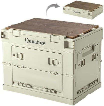 Collapsible Camping Storage Bin 26L with Lockable Doors & Cutting Board