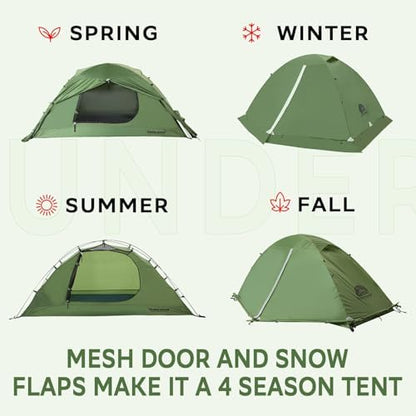 1/2 Person 4 Season Backpacking Tent, Lightweight Waterproof Winter Tent