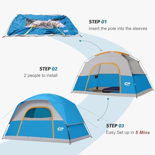 CAMPROS CP Tents for Camping 2/4/6 Person, Waterproof Windproof Dome Tent