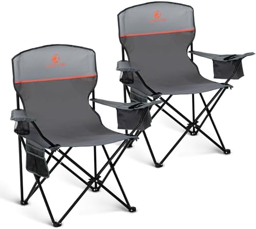 LET'S CAMP Camping Chair 2 Pack Folding Chair with 4-Can Cooler Bag