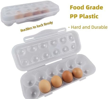 ZeQi 12Grid Shatterproof Transparent Egg Container, Food Grade PP Reusable Egg Holder for Fridge, Kitchen Storage, Camping & Outdoor Use