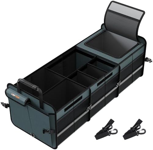 HEYTRIP Large Trunk Organizer with Built-in Leakproof Cooler Bag, Gray