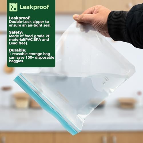 SPLF 8 Pack Reusable Gallon Freezer Bags Dishwasher Microwave Safe