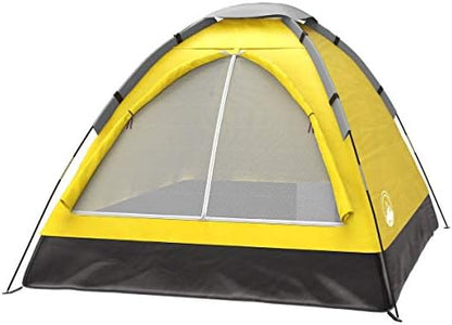 2-Person Dome Tents Bundle- Orange & Yellow- Easy Set Up Shelter with Rain Fly and Carry Bag for Camping, Hiking, Festivals by Wakeman Outdoors