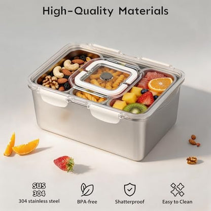 8 PCS Large Stainless Steel Food Storage Containers with Lid and Handle