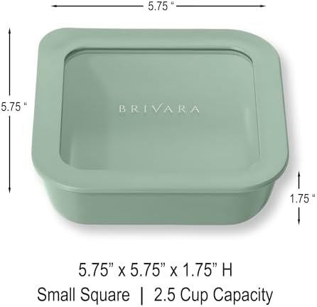 Glass Food Storage Container with Lid, 2.5-Cup Small Square | Microwave-Safe Airtight Lid, Oven-Safe Ceramic-Coated Glass | Zero Plastic, No PFAS/PFOA/BPA, Reusable [Willow]