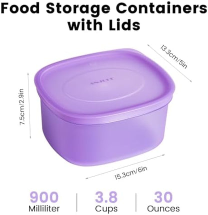 7-Piece Meal Prep Containers — 3.8-Cup Reusable Airtight Plastic Food Storage Containers with Lids, BPA-Free, Microwave/Freezer/Fridge Safe, Stackable Lunch & Leftovers Organizer(900ml)