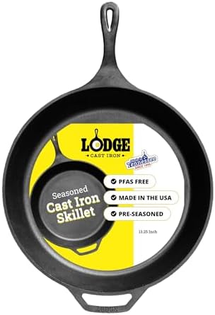 Lodge Pre-Seasoned Cast Iron Skillet, PFAS-Free, 13.25 Inches