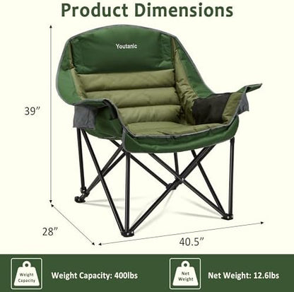 Youtanic Oversized Camping Chair, Portable Folding Camping Chairs