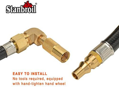 Stanbroil 12FT RV Quick Connect Propane Hose with Propane Elbow Adapter