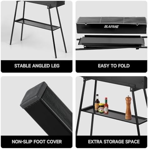 Charcoal Grill, Portable BBQ Grill with Removable Stand Accessories