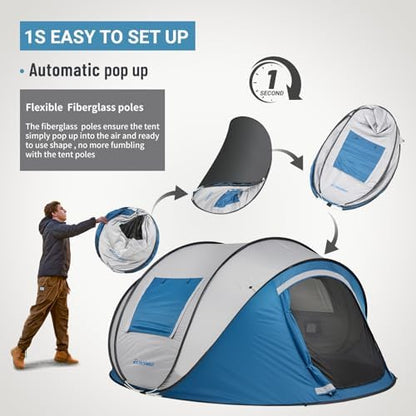EchoSmile Instant Pop Up Camping Tent, 2/4/6 Person Easy Setup Tent