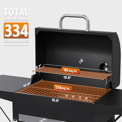 KEYO GRILL 20-Inch Charcoal Grill, Heavy Duty with Side Tables & Ash Tray