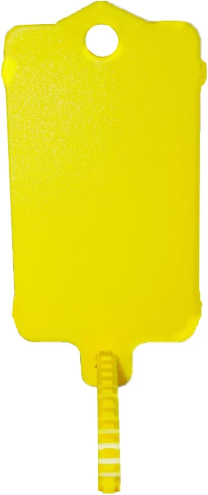 100pcs Reusable Blank Plastic Tags Ties Key Tags 1.45"*2.48" Serrated Tension Sealing Strap with Large Label Plastic Tie Mark Label Waterproof Hang Sign Write on Tag (Yellow, 100pcs)
