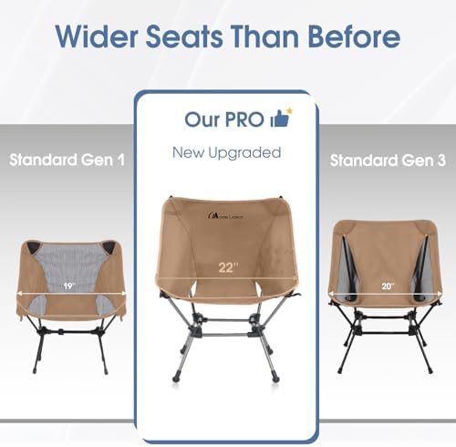 MOON LENCE Portable Camping Chair Plus, Larger & Roomier, Compact and Lightweight, Folding Chair for Backpacking Hiking Beach, Ultralight Camp Chair 330Lbs Capacity