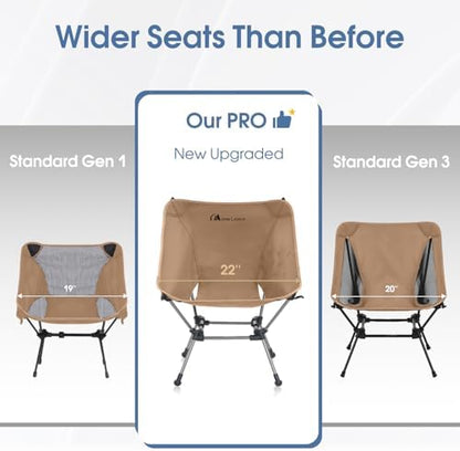 MOON LENCE Portable Camping Chair Plus, Larger & Roomier, Compact and Lightweight, Folding Chair for Backpacking Hiking Beach, Ultralight Camp Chair 330Lbs Capacity