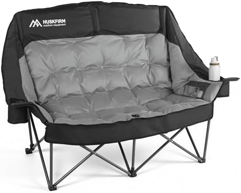Huskfirm High Back Double Camping Chair 2 Person Camping Chair Black