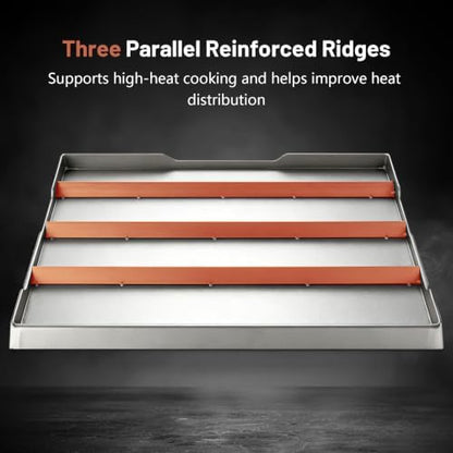 Upgraded 19"x13" Oil-Seasoned Cast Iron Griddle, 2.56" High Sidewalls, Portable Nonstick Flat Top with Dual Handles, Universal for Gas Grill & Camping Stove