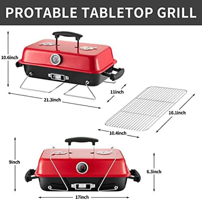 Charcoal Grill for Outdoor BBQ Smoker Tabletop Portable BBQ Grill,BLACK