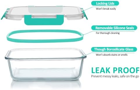 M MCIRCO 10 Pack Glass Food Storage Container with Lids, Green