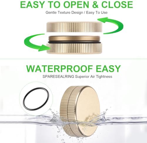 Metal Pill Case, 2Pack Aluminium Small Medication Containers for Pocket Purse, Travel Waterproof Vitamin Organizer Box, Portable Tiny Round Medicine Dispenser Caddy for Camping, Working - Gold