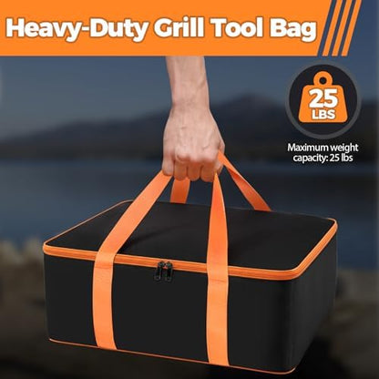 Grill Utensil Storage Bag for Outdoor Grilling, 19 x 13 x 7in, Black