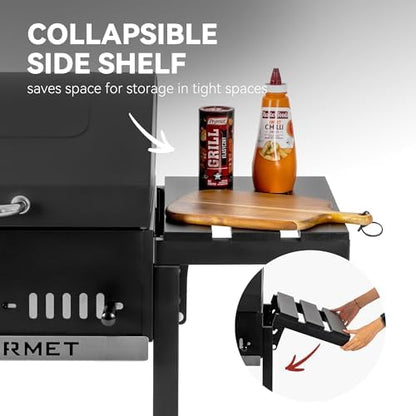 Royal Gourmet CD1824ET Movable Charcoal BBQ Grill with Foldable Side Tables