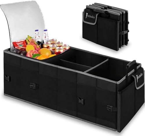 Trunk Organizer and Storage with Built-In Insulated Leak Proof Cooler Bag