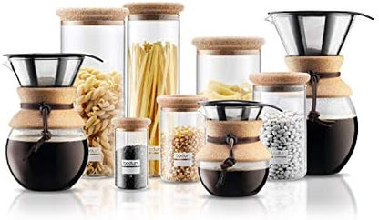 Bodum 17oz Pour Over Coffee Maker, High-Heat Borosilicate Glass with Reusable Stainless Steel Filter and Cork Grip - Made in Portugal