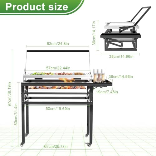 Rotating Flip Charcoal Grill for Outdoor Camping BBQ Cooking